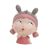 Maxbell Girl Face Flower Pot Gift Cute Resin Planter for Bookshelf Living Room Style C