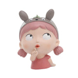 Maxbell Girl Face Flower Pot Gift Cute Resin Planter for Bookshelf Living Room Style C