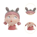 Maxbell Girl Face Flower Pot Gift Cute Resin Planter for Bookshelf Living Room Style C