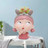 Maxbell Girl Face Flower Pot Gift Cute Resin Planter for Bookshelf Living Room Style C