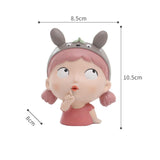 Maxbell Girl Face Flower Pot Gift Cute Resin Planter for Bookshelf Living Room Style C