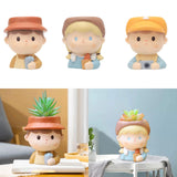 Maxbell Cute Resin Planter Gift Home Decor Girl Flower Pot for Patio Shelf Farmhouse Drink