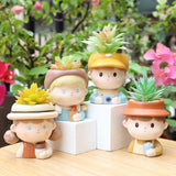 Maxbell Cute Resin Planter Gift Home Decor Girl Flower Pot for Patio Shelf Farmhouse French Bread