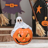 Maxbell Halloween Couple Ghost Figurine Resin Statue for Table Halloween Party Shelf Boy