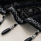 Maxbell Beaded Window Valance Home Decoration with Beads for Living Room Cafe Summer Black