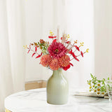 Maxbell Artificial Flowers Bouquet Photo Props Faux Plant for Kitchen Outside Summer Red