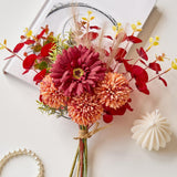 Maxbell Artificial Flowers Bouquet Photo Props Faux Plant for Kitchen Outside Summer Red