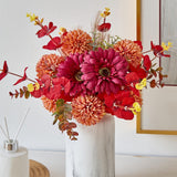 Maxbell Artificial Flowers Bouquet Photo Props Faux Plant for Kitchen Outside Summer Red