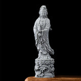 Maxbell Guan Yin Statue Collection Stone Ornament for Housewarming Desktop Fireplace