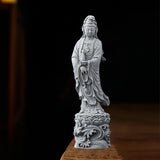 Maxbell Guan Yin Statue Collection Stone Ornament for Housewarming Desktop Fireplace