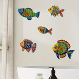 Maxbell 5Pcs Fish Wall Sculpture Home Living Room Beach Themed Room Decor