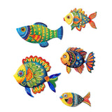 Maxbell 5Pcs Fish Wall Sculpture Home Living Room Beach Themed Room Decor