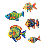 Maxbell 5Pcs Fish Wall Sculpture Home Living Room Beach Themed Room Decor