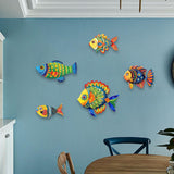 Maxbell 5Pcs Fish Wall Sculpture Home Living Room Beach Themed Room Decor