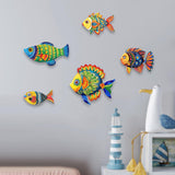 Maxbell 5Pcs Fish Wall Sculpture Home Living Room Beach Themed Room Decor