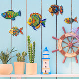 Maxbell 5Pcs Fish Wall Sculpture Home Living Room Beach Themed Room Decor