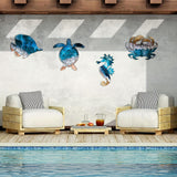 Maxbell 4Pcs Sea Turtle Seahorse Crabs Fish Wall Decor Hotel Beach Themed Room Decor