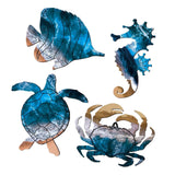 Maxbell 4Pcs Sea Turtle Seahorse Crabs Fish Wall Decor Hotel Beach Themed Room Decor