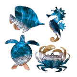 Maxbell 4Pcs Sea Turtle Seahorse Crabs Fish Wall Decor Hotel Beach Themed Room Decor