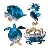 Maxbell 4Pcs Sea Turtle Seahorse Crabs Fish Wall Decor Hotel Beach Themed Room Decor