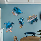 Maxbell 4Pcs Sea Turtle Seahorse Crabs Fish Wall Decor Hotel Beach Themed Room Decor