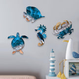 Maxbell 4Pcs Sea Turtle Seahorse Crabs Fish Wall Decor Hotel Beach Themed Room Decor