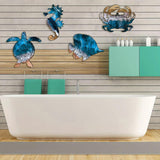 Maxbell 4Pcs Sea Turtle Seahorse Crabs Fish Wall Decor Hotel Beach Themed Room Decor