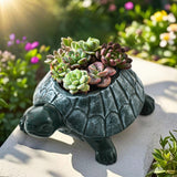 Maxbell Turtle Planter Pot Craft Collectible Art Flower Pot for Yard Gift Restaurant