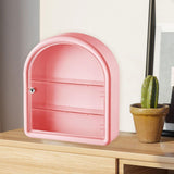 Maxbell Wall Mounted Figure Display Case Cabinet Countertop Waterproof Organizer Box Pink