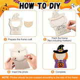 Maxbell 16x Halloween Picture Frame Craft Kit Party Embellishments DIY Wooden Crafts