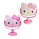 Maxbell Kitty Shape Mirror Portable Cartoon with Stand for Girl Woman Dressing Table Light Pink