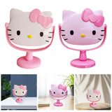 Maxbell Kitty Shape Mirror Portable Cartoon with Stand for Girl Woman Dressing Table Light Pink