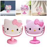 Maxbell Kitty Shape Mirror Portable Cartoon with Stand for Girl Woman Dressing Table Light Pink