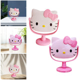 Maxbell Kitty Shape Mirror Portable Cartoon with Stand for Girl Woman Dressing Table Light Pink