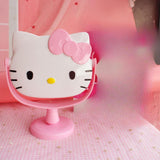 Maxbell Kitty Shape Mirror Portable Cartoon with Stand for Girl Woman Dressing Table Light Pink