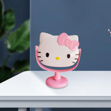 Maxbell Kitty Shape Mirror Portable Cartoon with Stand for Girl Woman Dressing Table Light Pink