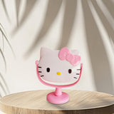Maxbell Kitty Shape Mirror Portable Cartoon with Stand for Girl Woman Dressing Table Light Pink