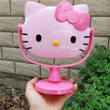 Maxbell Kitty Shape Mirror Portable Cartoon with Stand for Girl Woman Dressing Table Pink
