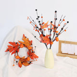 Maxbell 3x Artificial Maple Leaf Branch Pumpkin Branch for Home Decor Holiday Office
