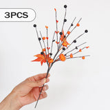 Maxbell 3x Artificial Maple Leaf Branch Pumpkin Branch for Home Decor Holiday Office