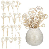Maxbell 60 Pieces Wooden Wildflower Decor DIY Floral Art Kit for Nursery Living Room Style B