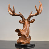Maxbell Deer Head Figurine Ornament Gift Desktop Decor Decor for Bookshelf Bedroom Office