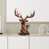 Maxbell Deer Head Figurine Ornament Gift Desktop Decor Decor for Bookshelf Bedroom Office