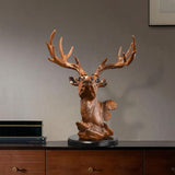 Maxbell Deer Head Figurine Ornament Gift Desktop Decor Decor for Bookshelf Bedroom Office