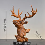 Maxbell Deer Head Figurine Ornament Gift Desktop Decor Decor for Bookshelf Bedroom Office