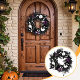 Maxbell Halloween Wreath White Pumpkin Decoration for Indoor Outdoor Farmhouse Porch