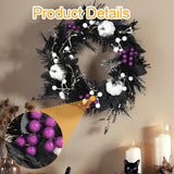 Maxbell Halloween Wreath White Pumpkin Decoration for Indoor Outdoor Farmhouse Porch