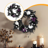 Maxbell Halloween Wreath White Pumpkin Decoration for Indoor Outdoor Farmhouse Porch
