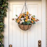 Maxbell Artificial Faux Hanging Plants Flowers Basket Hanging Planter for Patio Yard Style A
