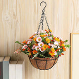 Maxbell Artificial Faux Hanging Plants Flowers Basket Hanging Planter for Patio Yard Style A